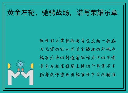 黄金左轮，驰骋战场，谱写荣耀乐章